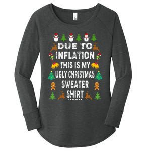 Funny Due to Inflation This is My Ugly Sweater For Christmas Women's Perfect Tri Tunic Long Sleeve Shirt