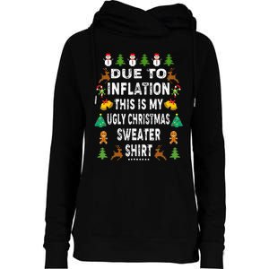 Funny Due to Inflation This is My Ugly Sweater For Christmas Womens Funnel Neck Pullover Hood