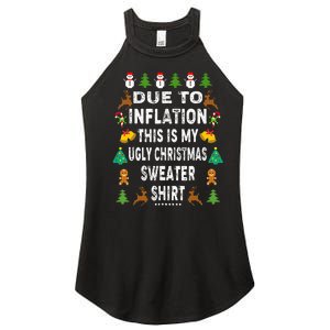 Funny Due to Inflation This is My Ugly Sweater For Christmas Women's Perfect Tri Rocker Tank