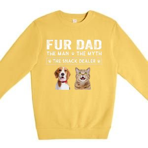 Fur Dad The Man The Myth Men Gift Funny Dog Cat Fathers Day Premium Crewneck Sweatshirt