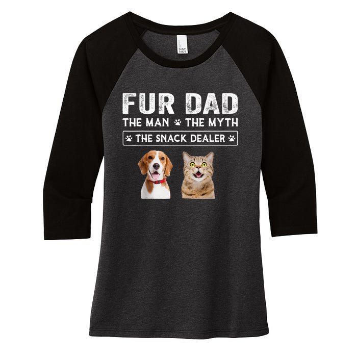 Fur Dad The Man The Myth Men Gift Funny Dog Cat Fathers Day Women's Tri-Blend 3/4-Sleeve Raglan Shirt