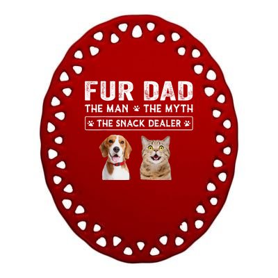 Fur Dad The Man The Myth Men Gift Funny Dog Cat Fathers Day Ceramic Oval Ornament