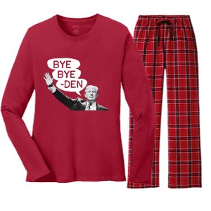 Funny Donald Trump Republican Bye Bye Den Vote Trump Women's Long Sleeve Flannel Pajama Set 