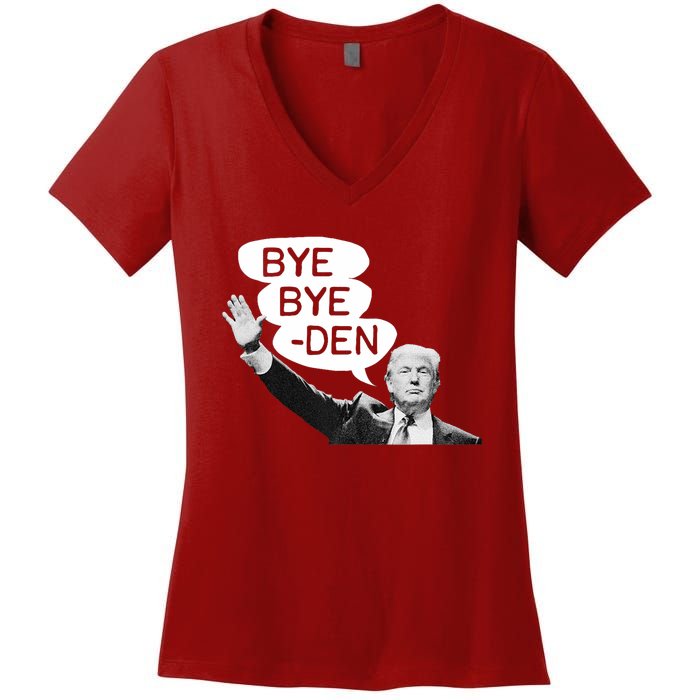 Funny Donald Trump Republican Bye Bye Den Vote Trump Women's V-Neck T-Shirt