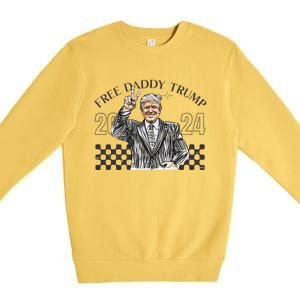 Free Daddy Trump 2024 Supporter Funny Trendy Premium Crewneck Sweatshirt