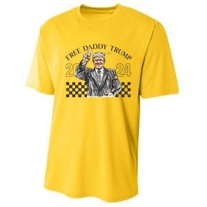 Free Daddy Trump 2024 Supporter Funny Trendy Performance Sprint T-Shirt