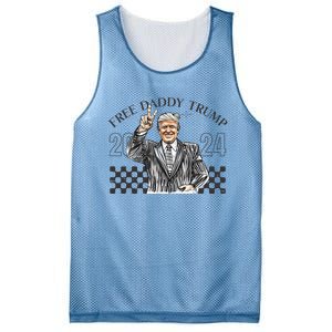 Free Daddy Trump 2024 Supporter Funny Trendy Mesh Reversible Basketball Jersey Tank