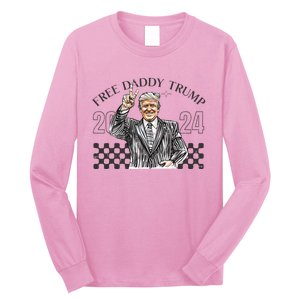 Free Daddy Trump 2024 Supporter Funny Trendy Long Sleeve Shirt