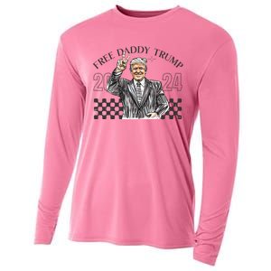 Free Daddy Trump 2024 Supporter Funny Trendy Cooling Performance Long Sleeve Crew