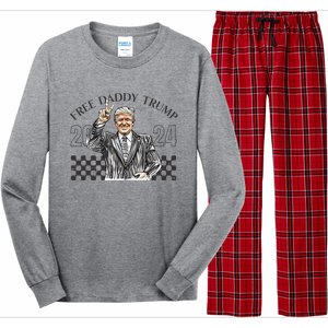 Free Daddy Trump 2024 Supporter Funny Trendy Long Sleeve Pajama Set