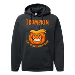 Funny Donald Trump Make Halloween Great Again Trumpkin 2024 Performance Fleece Hoodie