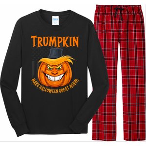 Funny Donald Trump Make Halloween Great Again Trumpkin 2024 Long Sleeve Pajama Set