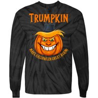 Funny Donald Trump Make Halloween Great Again Trumpkin 2024 Tie-Dye Long Sleeve Shirt