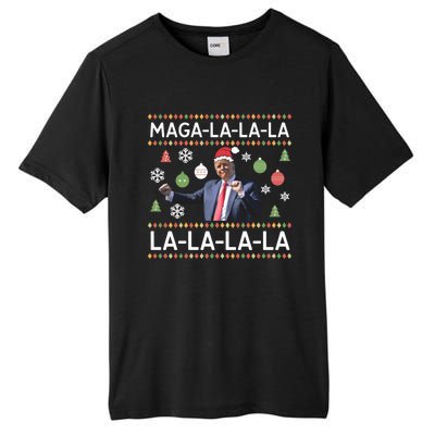 Funny Donald Trump Ugly Christmas Sweater. Maga La La La Tall Fusion ChromaSoft Performance T-Shirt