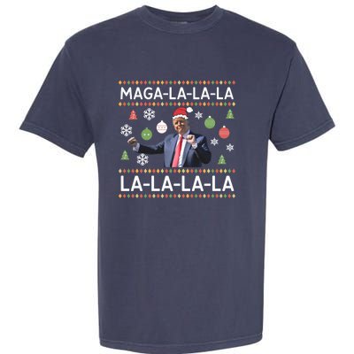 Funny Donald Trump Ugly Christmas Sweater. Maga La La La Garment-Dyed Heavyweight T-Shirt