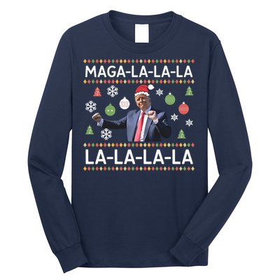 Funny Donald Trump Ugly Christmas Sweater. Maga La La La Long Sleeve Shirt