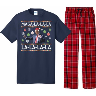 Funny Donald Trump Ugly Christmas Sweater. Maga La La La Pajama Set