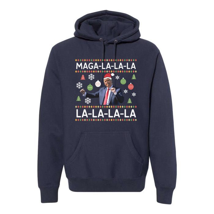 Funny Donald Trump Ugly Christmas Sweater. Maga La La La Premium Hoodie