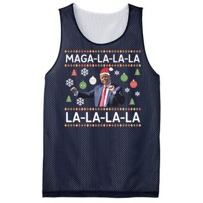 Funny Donald Trump Ugly Christmas Sweater. Maga La La La Mesh Reversible Basketball Jersey Tank