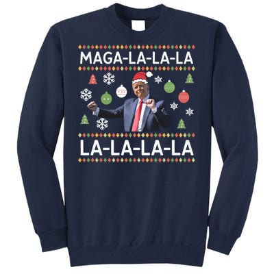 Funny Donald Trump Ugly Christmas Sweater. Maga La La La Tall Sweatshirt