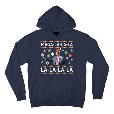 Funny Donald Trump Ugly Christmas Sweater. Maga La La La Tall Hoodie