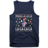 Funny Donald Trump Ugly Christmas Sweater. Maga La La La Tank Top