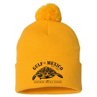 Foxtrot Delta Tango Turtle Gulf Of Mexico Protest Pom Pom 12in Knit Beanie