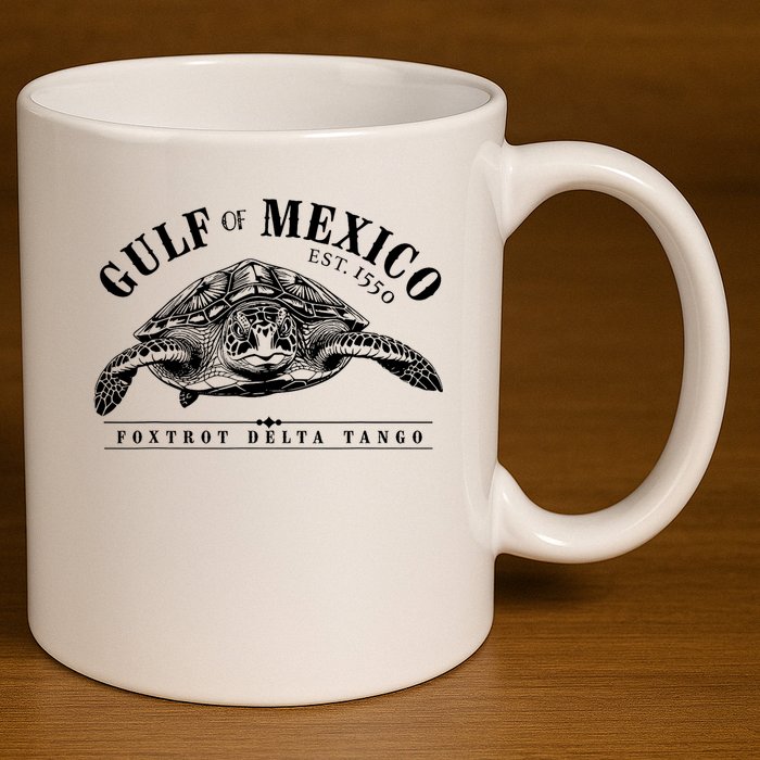 Foxtrot Delta Tango Turtle Gulf Of Mexico Protest 11oz C Handle Ceramic Mug