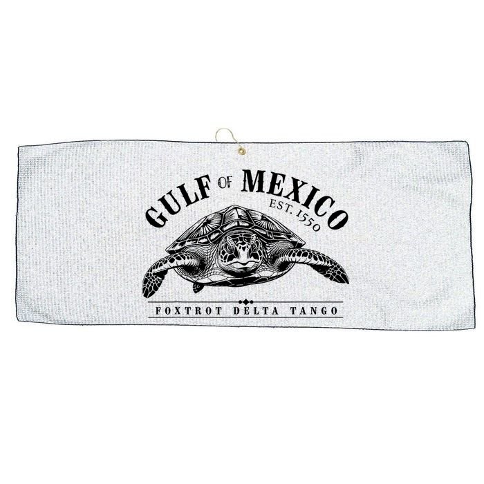Foxtrot Delta Tango Turtle Gulf Of Mexico Protest Large Microfiber Waffle Golf Towel
