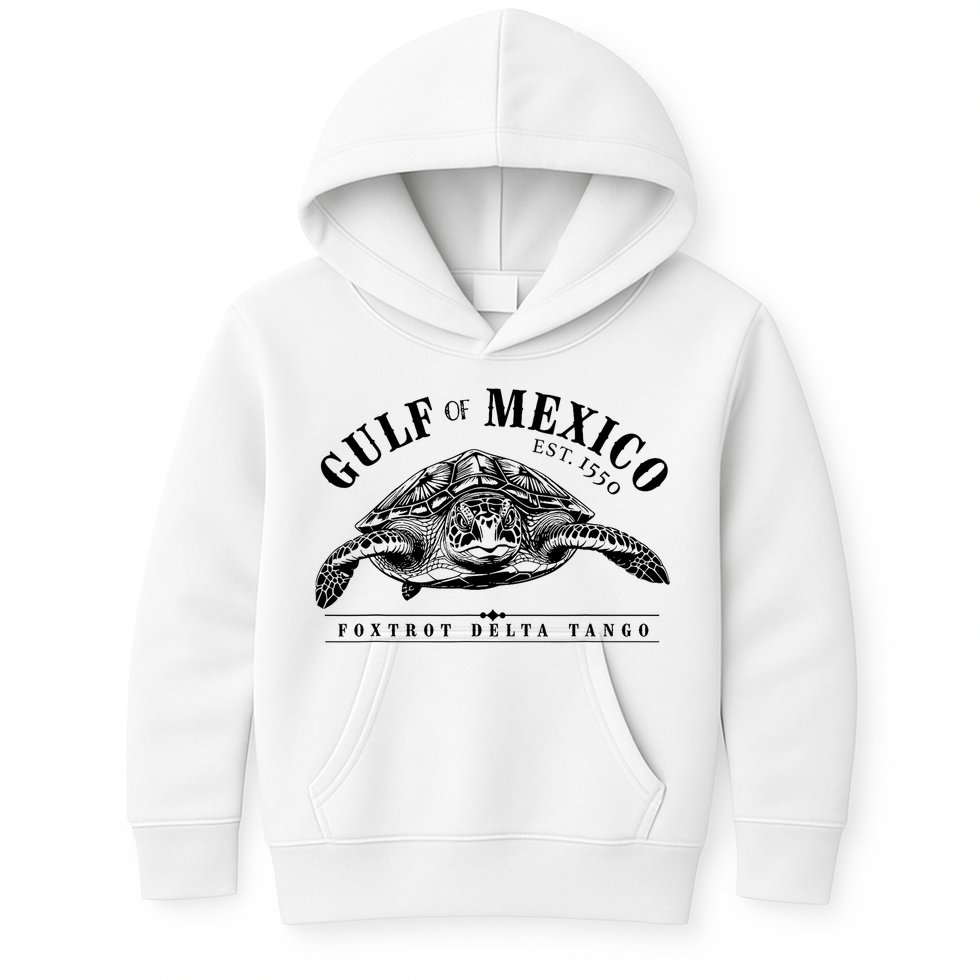 Foxtrot Delta Tango Turtle Gulf Of Mexico Protest Kids Hoodie