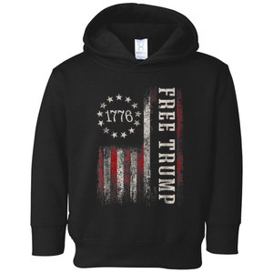 Free Donald Trump Republican Support Pro Trump American Flag Toddler Hoodie