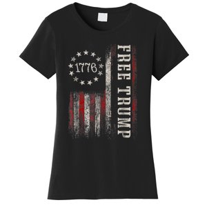 Free Donald Trump Republican Support Pro Trump American Flag Women's T-Shirt