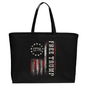 Free Donald Trump Republican Support Pro Trump American Flag Cotton Canvas Jumbo Tote