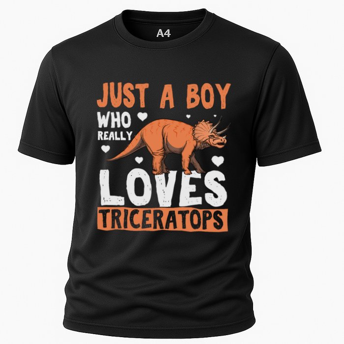Funny Dinosaur Triceratops for boy Cooling Performance Crew T-Shirt