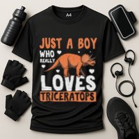 Funny Dinosaur Triceratops for boy Cooling Performance Crew T-Shirt