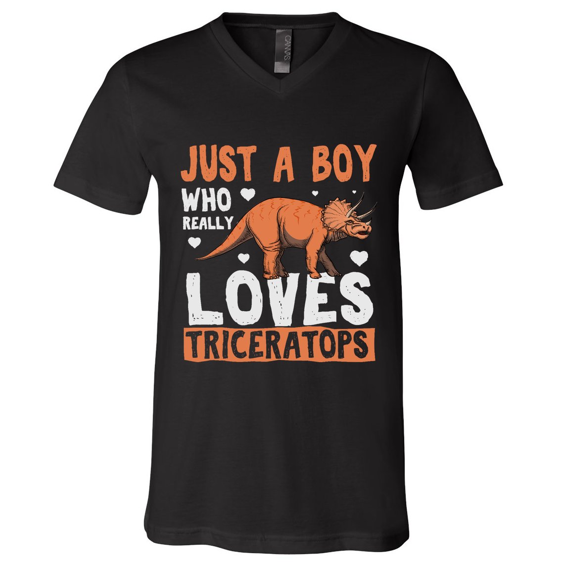 Funny Dinosaur Triceratops for boy V-Neck T-Shirt