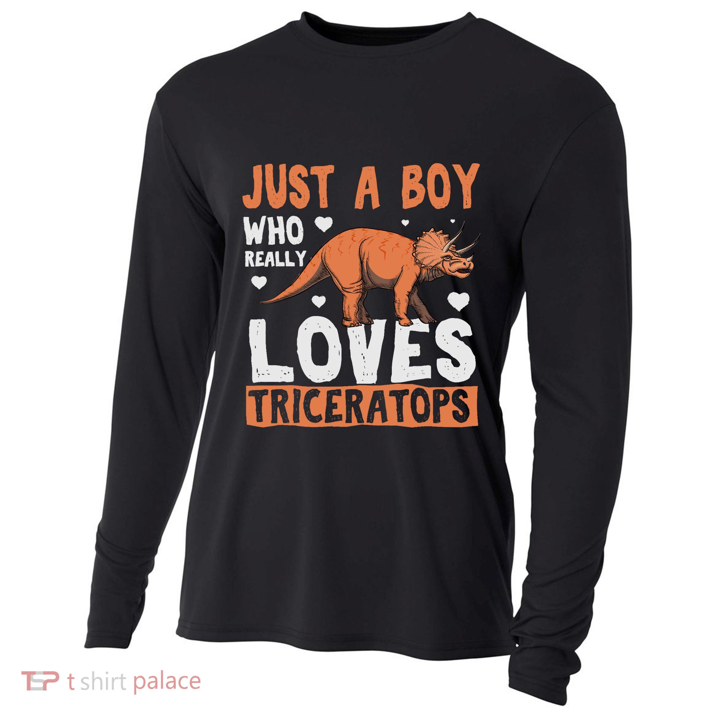 Funny Dinosaur Triceratops for boy Cooling Performance Long Sleeve Crew