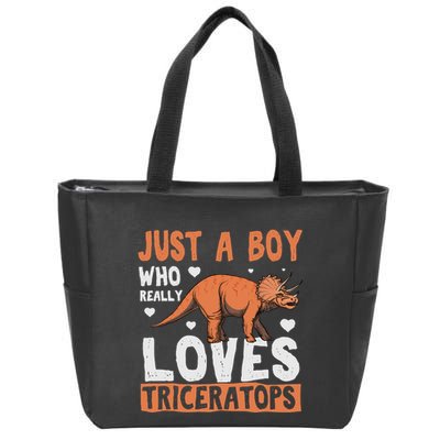 Funny Dinosaur Triceratops for boy Zip Tote Bag