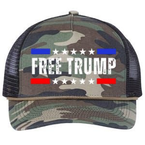 Free Donald Trump Republican Support Pro Trump American Flag Retro Rope Trucker Hat Cap