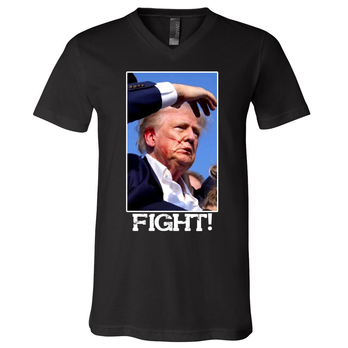 Fight Donald Trump Rally Gun Shot Fired Shooting Pennsylvania V-Neck T-Shirt