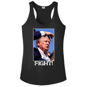 Fight Donald Trump Rally Gun Shot Fired Shooting Pennsylvania Ladies PosiCharge Competitor Racerback Tank