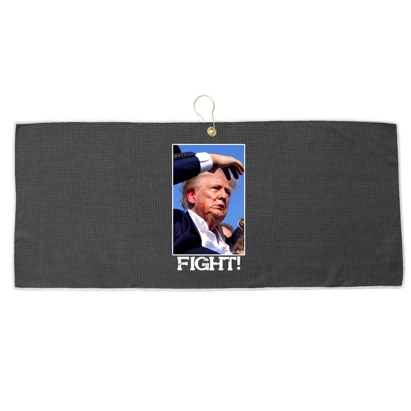 Fight Donald Trump Rally Gun Shot Fired Shooting Pennsylvania Large Microfiber Waffle Golf Towel