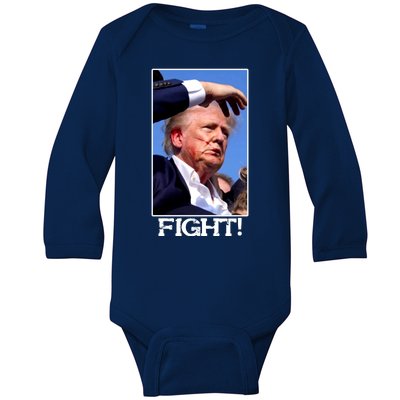 Fight Donald Trump Rally Gun Shot Fired Shooting Pennsylvania Baby Long Sleeve Bodysuit