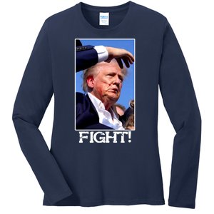 Fight Donald Trump Rally Gun Shot Fired Shooting Pennsylvania Ladies Long Sleeve Shirt