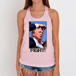 Fight Donald Trump Rally Gun Shot Fired Shooting Pennsylvania Women's Knotted Racerback Tank