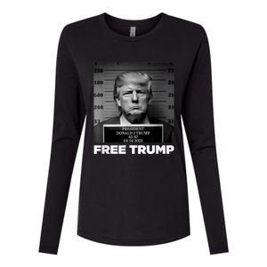 Free Donald Trump Mugshot Womens Cotton Relaxed Long Sleeve T-Shirt