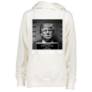 Free Donald Trump Mugshot Womens Funnel Neck Pullover Hood