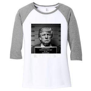 Free Donald Trump Mugshot Women's Tri-Blend 3/4-Sleeve Raglan Shirt