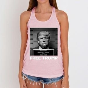 Free Donald Trump Mugshot Women's Knotted Racerback Tank