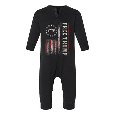 Free Donald Trump Republican Support Pro Trump American Flag Infant Fleece One Piece